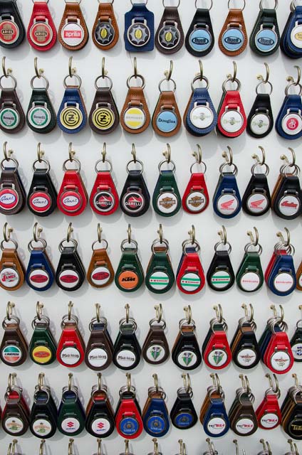 Merchandise isn't restricted to car parts. These classic key rings covered many of the car makes at the show.