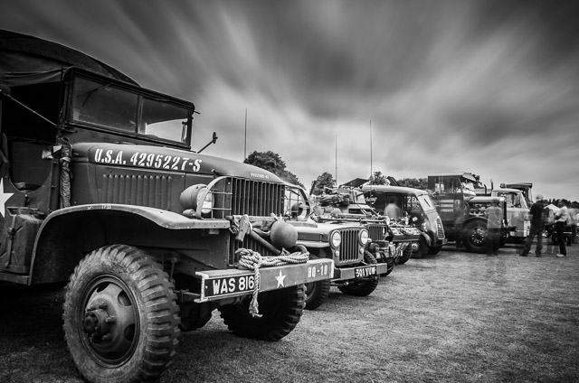 Although the show is mainly about the cars, other vehicles wer n display such as this  collection of war time utility  vehicles.